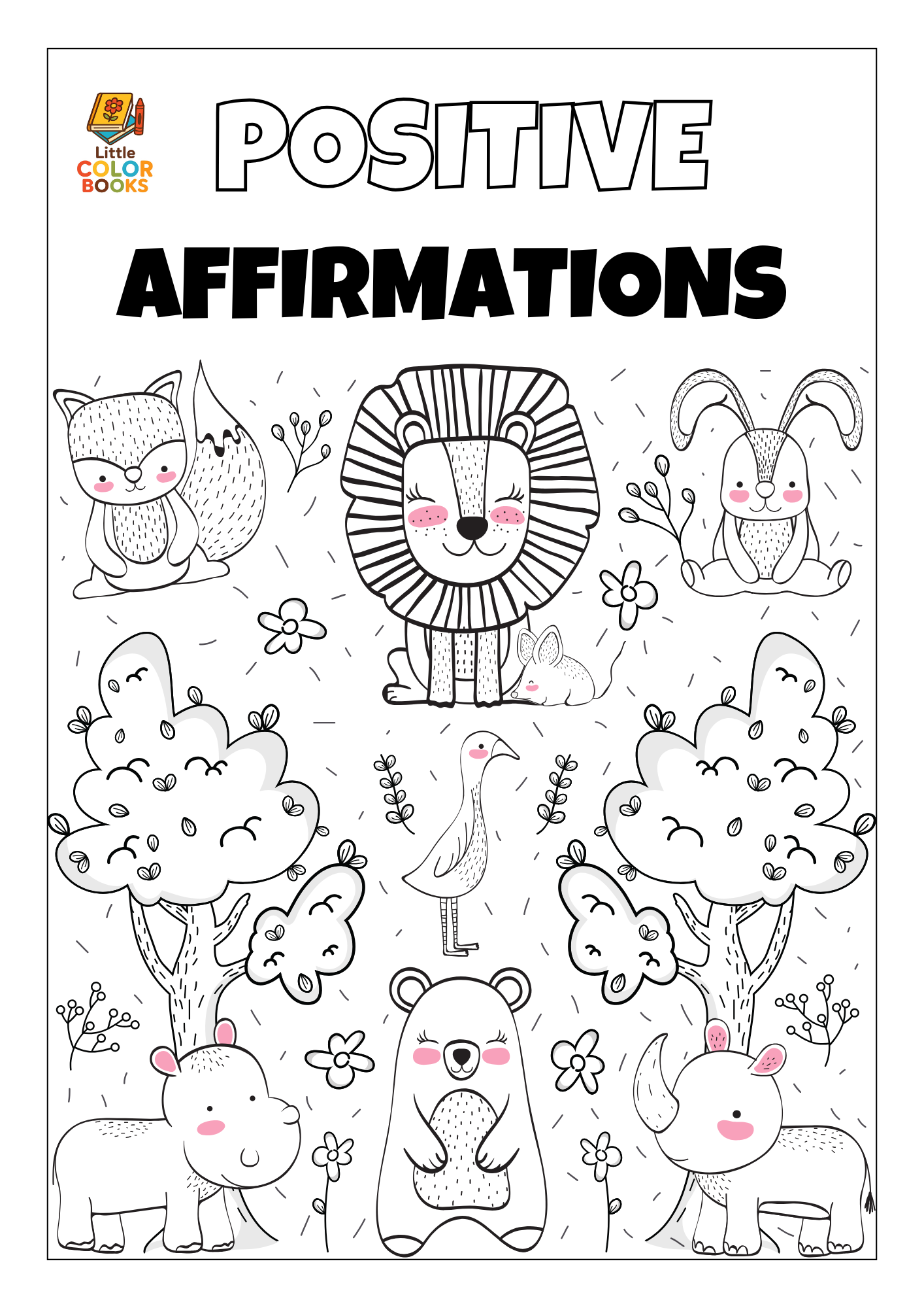 Wild Animals Positive Affirmations Coloring Book: Empower Your Spirit with Nature’s Strength