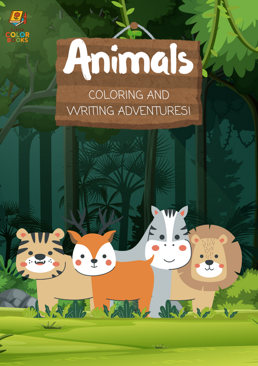 Animals Coloring and Writing Adventures Book