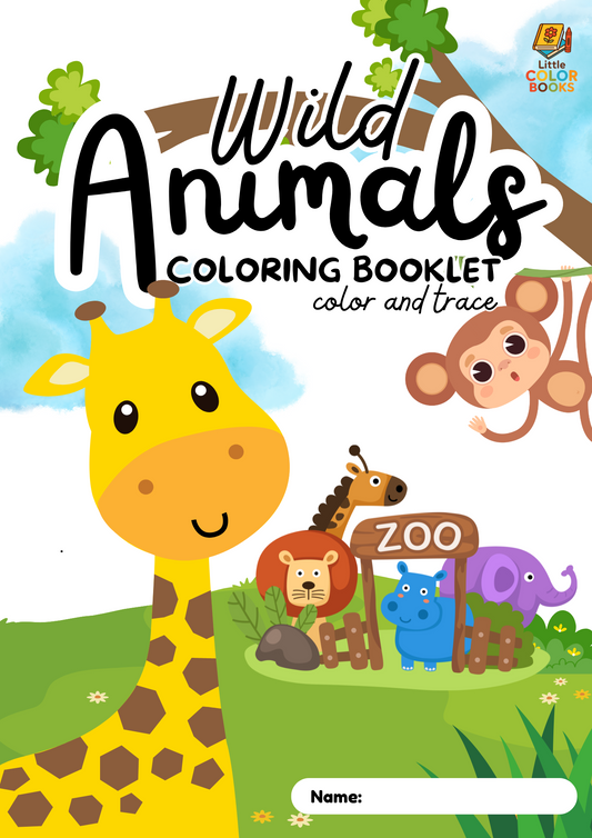 Wild Animals Coloring Booklet – Black Outline Style: Bold Designs for Creative Coloring